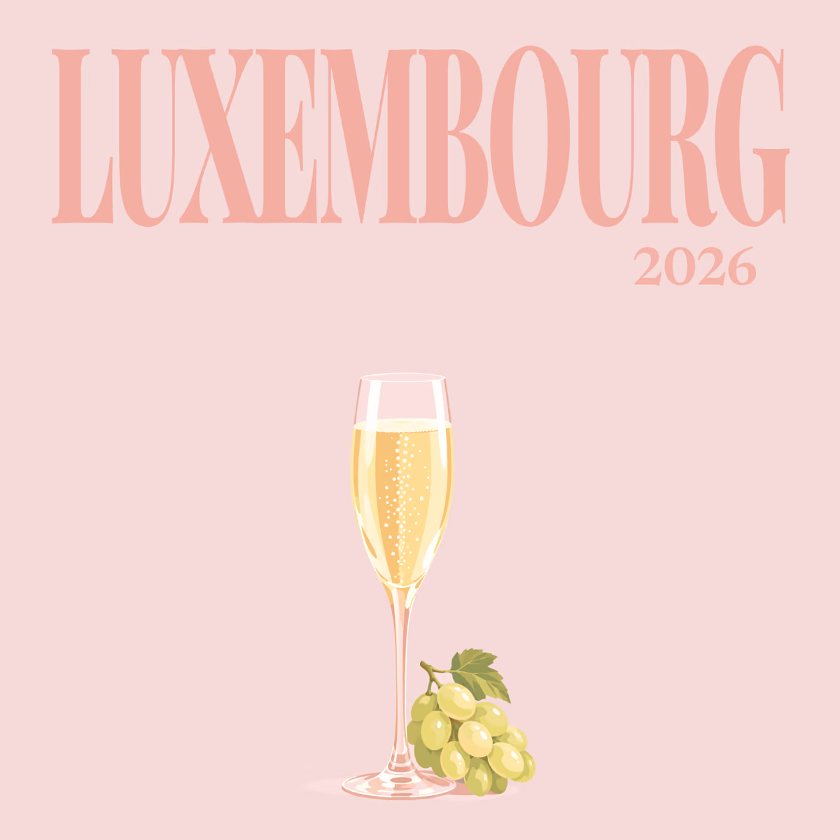 Luxembourg illustrated square photo book cover with the crémant artwork