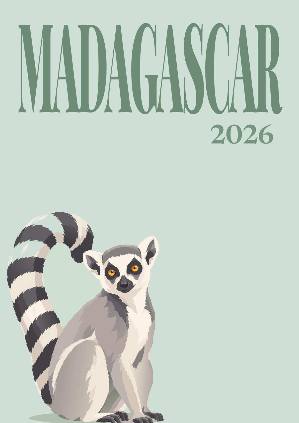 Madagascar illustrated travel photo book cover with the ring-tailed lemur artwork