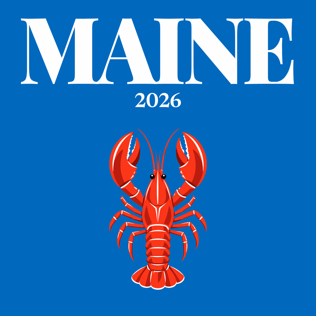 Maine illustrated square photo book cover with the lobster artwork