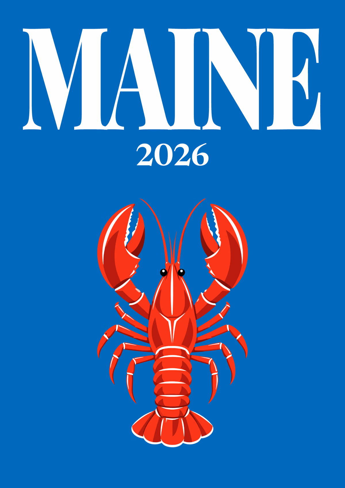 Maine illustrated travel photo book cover with the lobster artwork