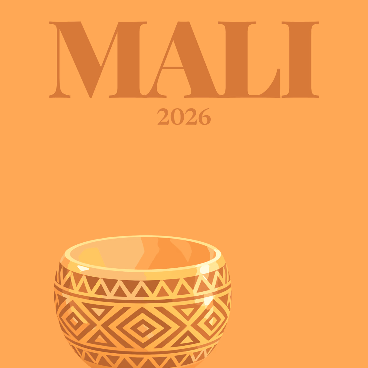 Mali illustrated square photo book cover with the carved calabash artwork