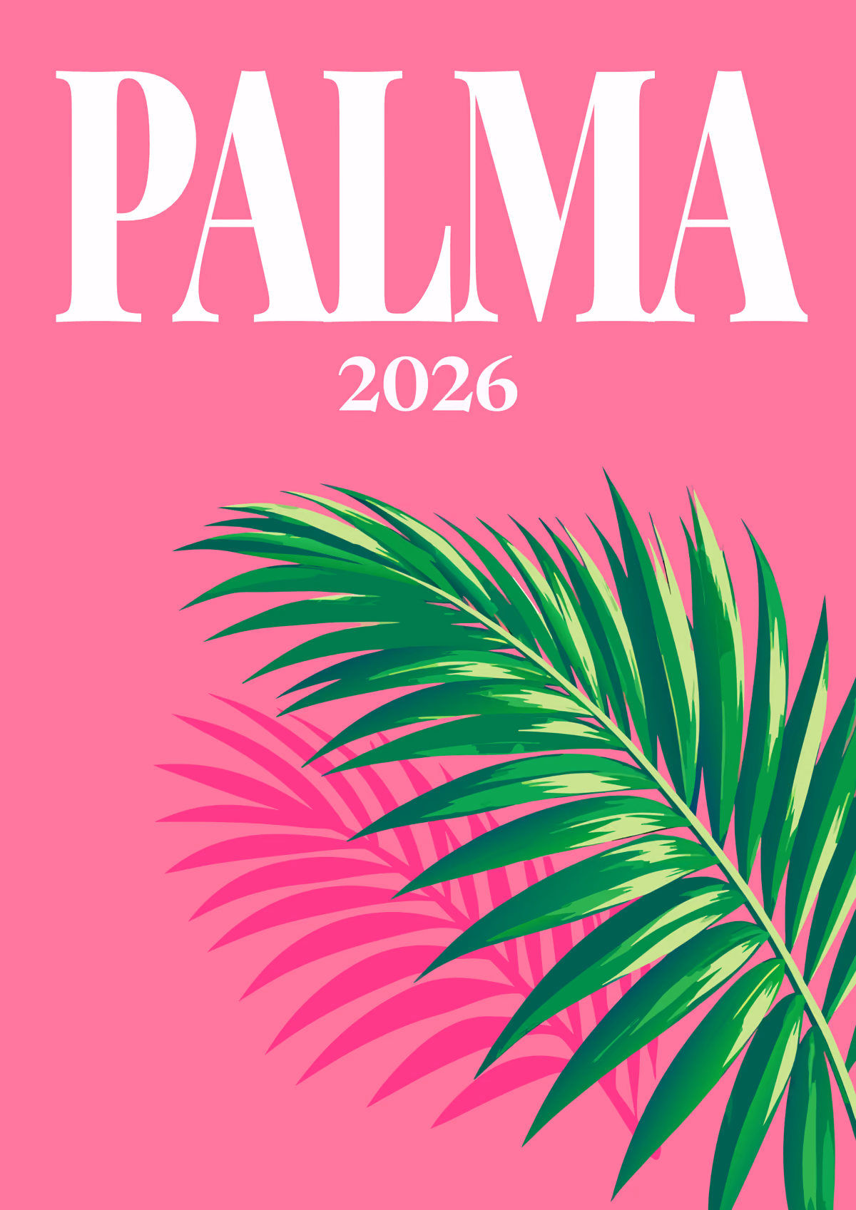 Palma illustrated travel photo book cover with the palm frond artwork