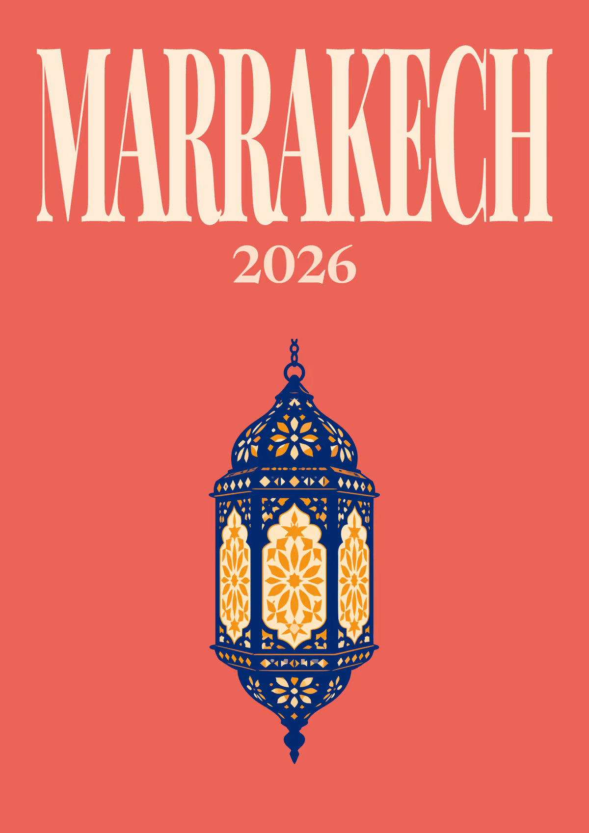 Marrakech illustrated travel photo book cover with the lantern artwork