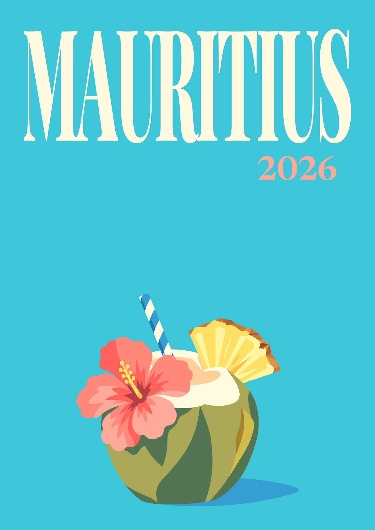 Mauritius illustrated travel photo book cover with the green coconut artwork