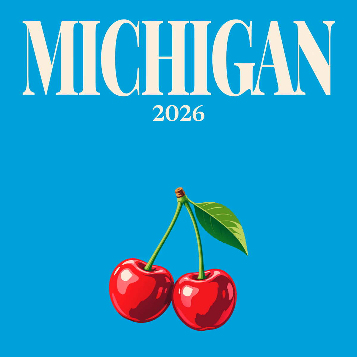 Michigan illustrated square photo book cover with the cherries artwork