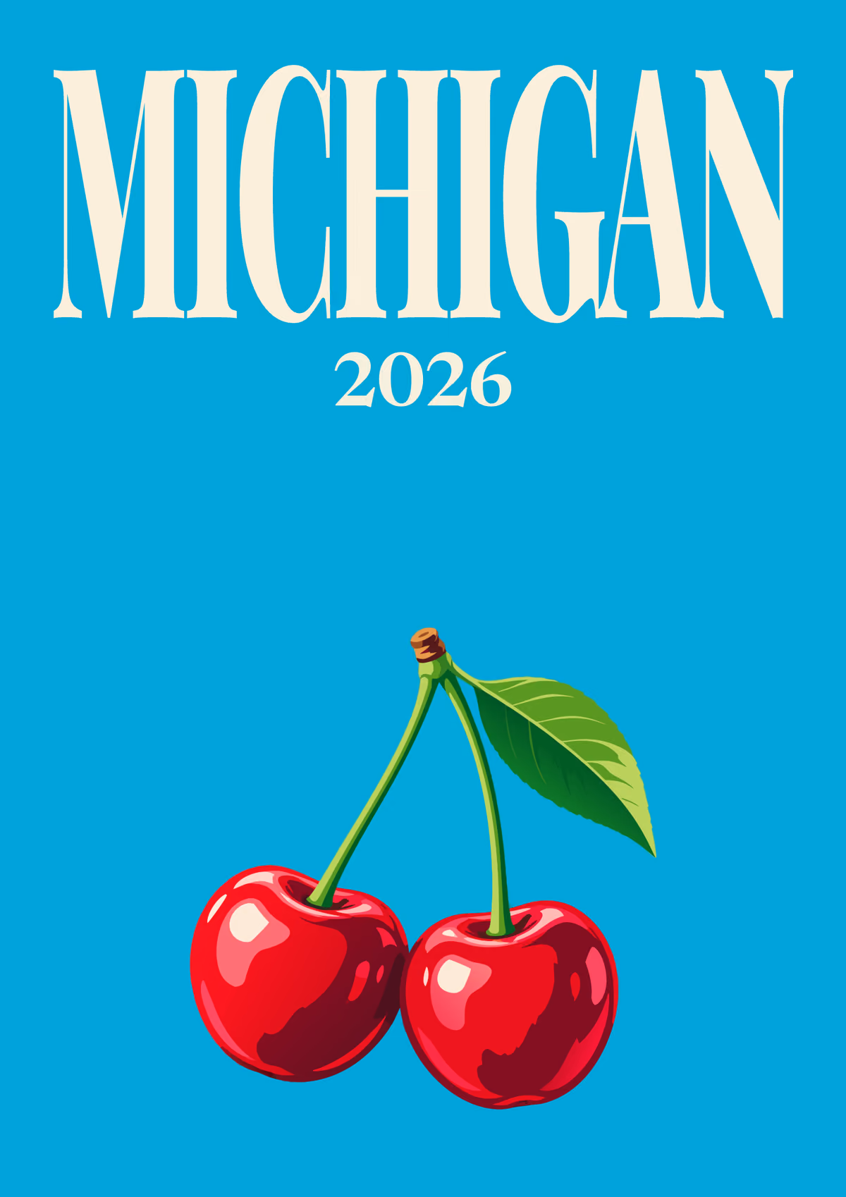 Michigan illustrated travel photo book cover with the cherries artwork