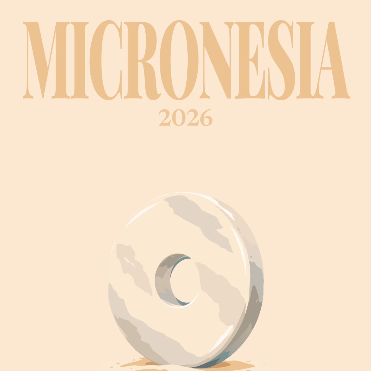 Micronesia illustrated square photo book cover with the stone money artwork