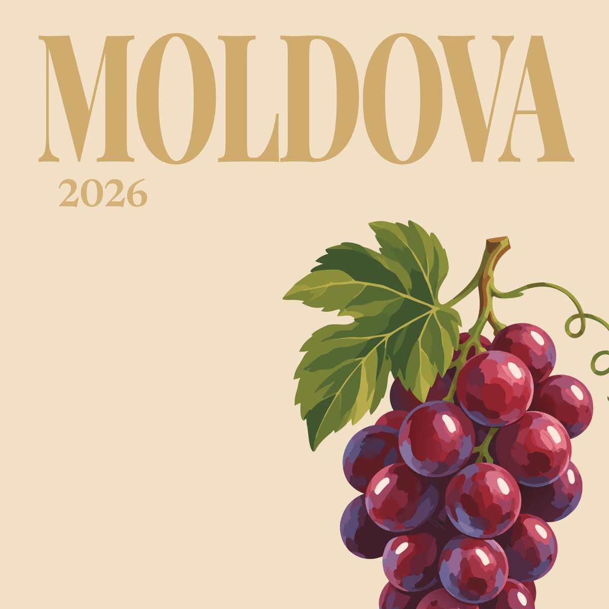 Moldova illustrated square photo book cover with the grapes artwork