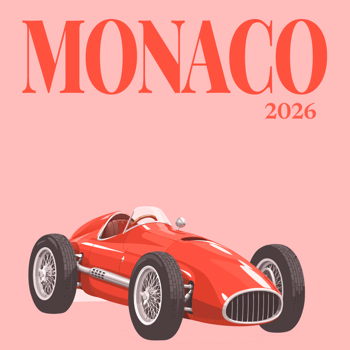 Monaco illustrated square photo book cover with the vintage racing car artwork