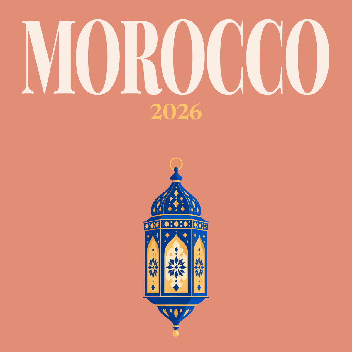 Morocco illustrated square photo book cover with the lantern artwork
