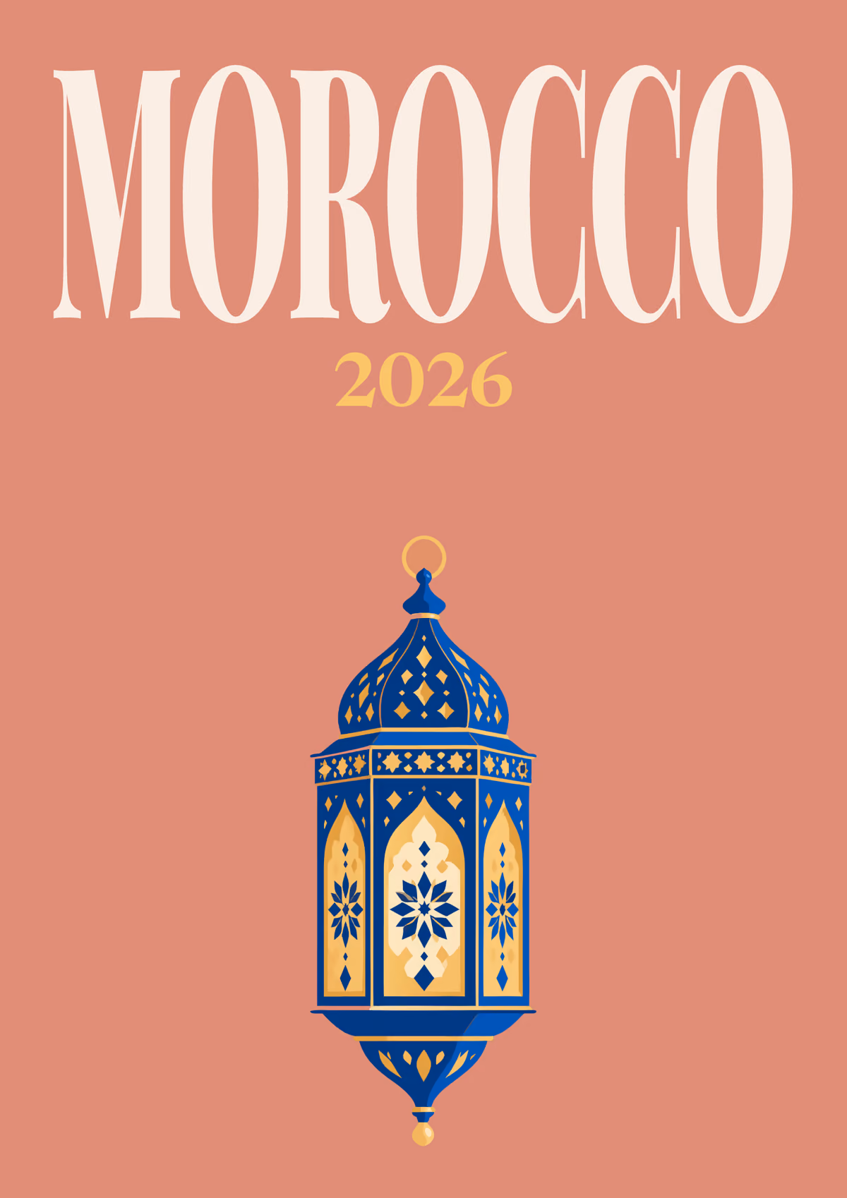 Morocco illustrated travel photo book cover with the lantern artwork