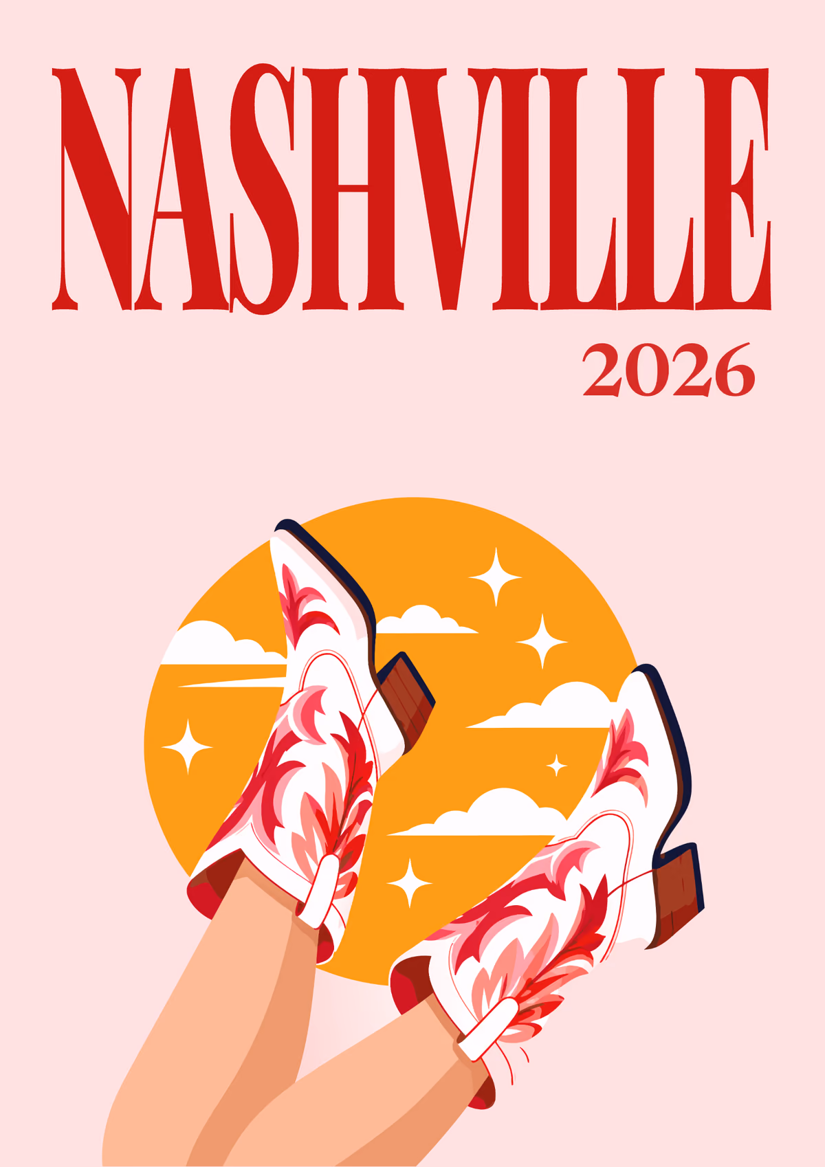 Nashville illustrated travel photo book cover with the cowboy boots artwork