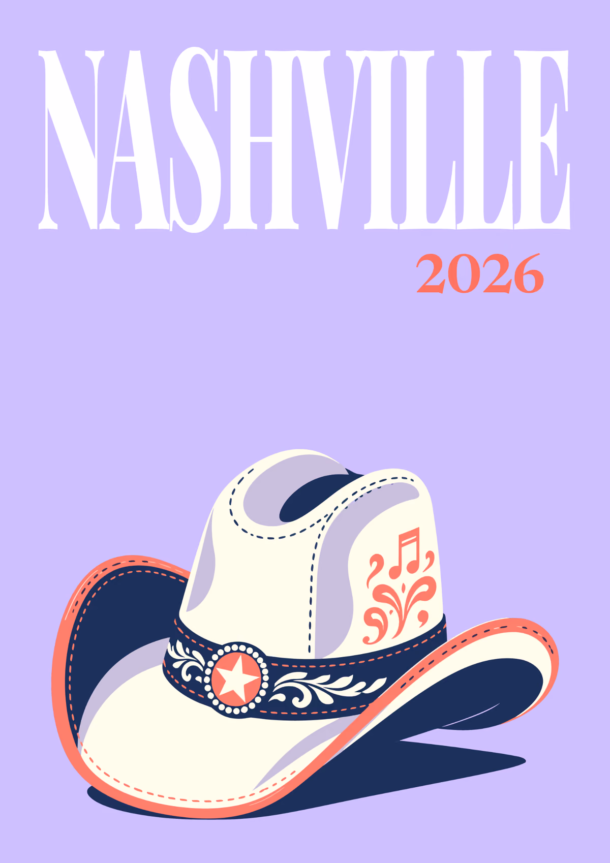 Nashville illustrated travel photo book cover with the cowboy hat artwork