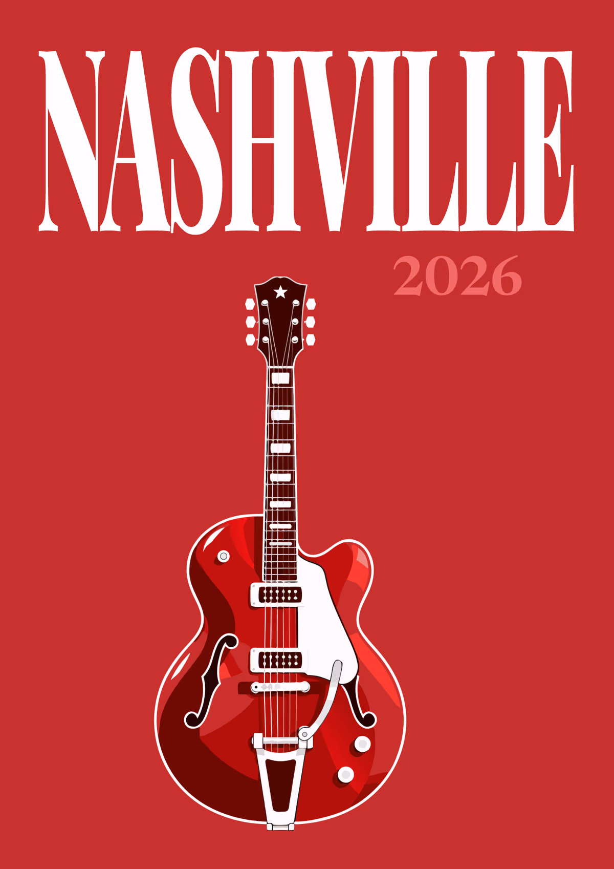 Nashville illustrated travel photo book cover with the guitar artwork