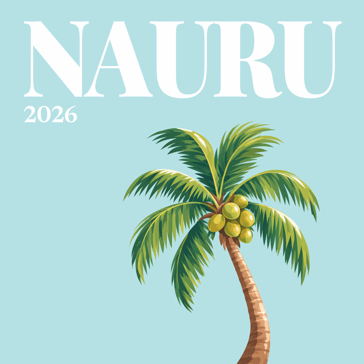 Nauru illustrated square photo book cover with the coconut palm artwork