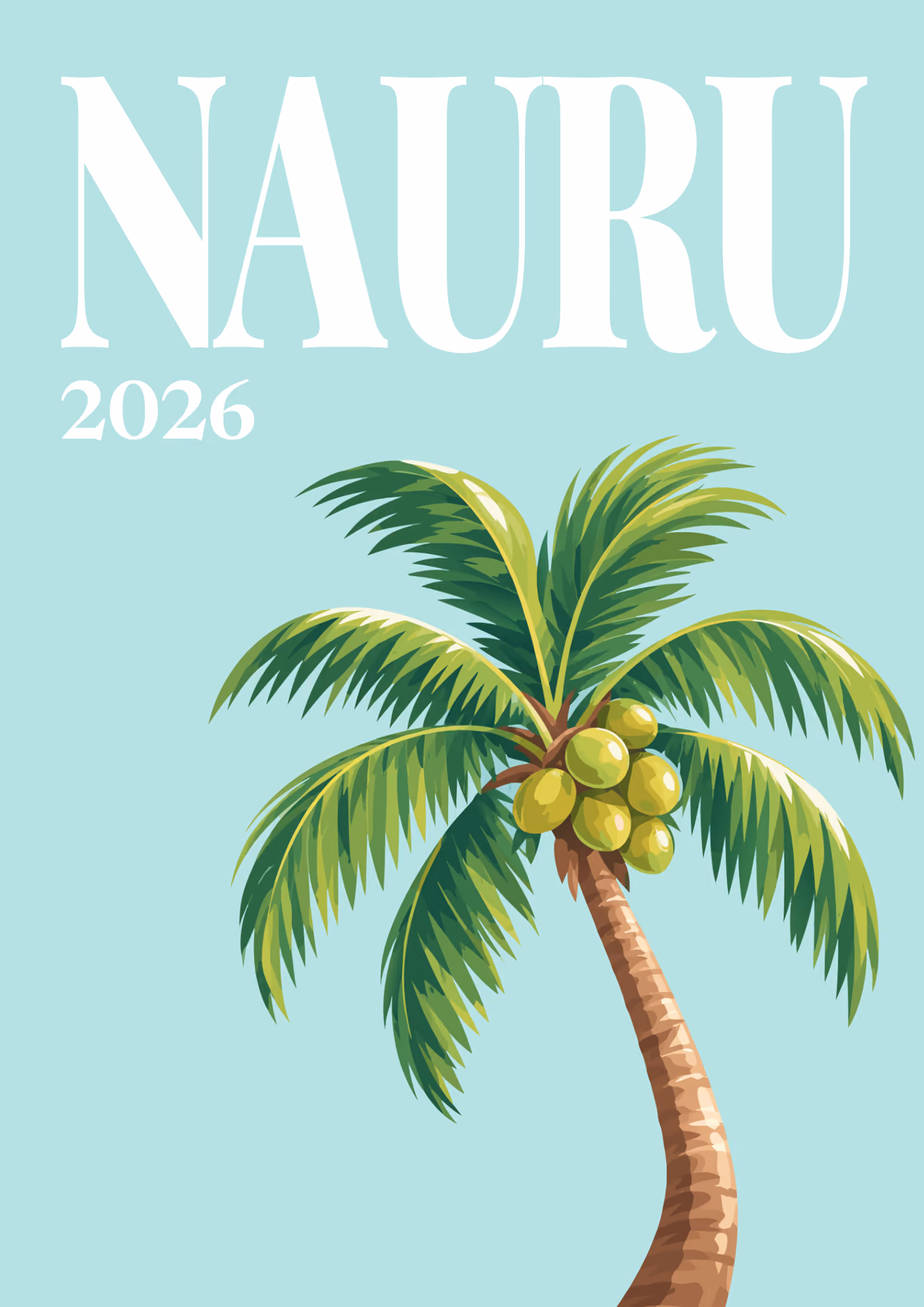 Nauru illustrated travel photo book cover with the coconut palm artwork