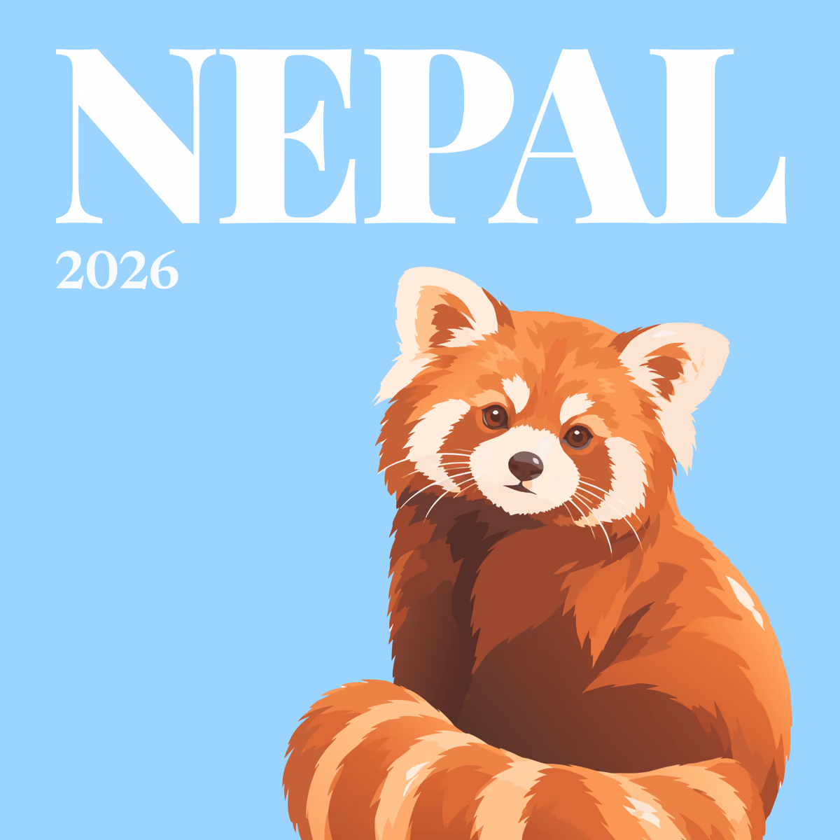 Nepal illustrated square photo book cover with the red panda artwork