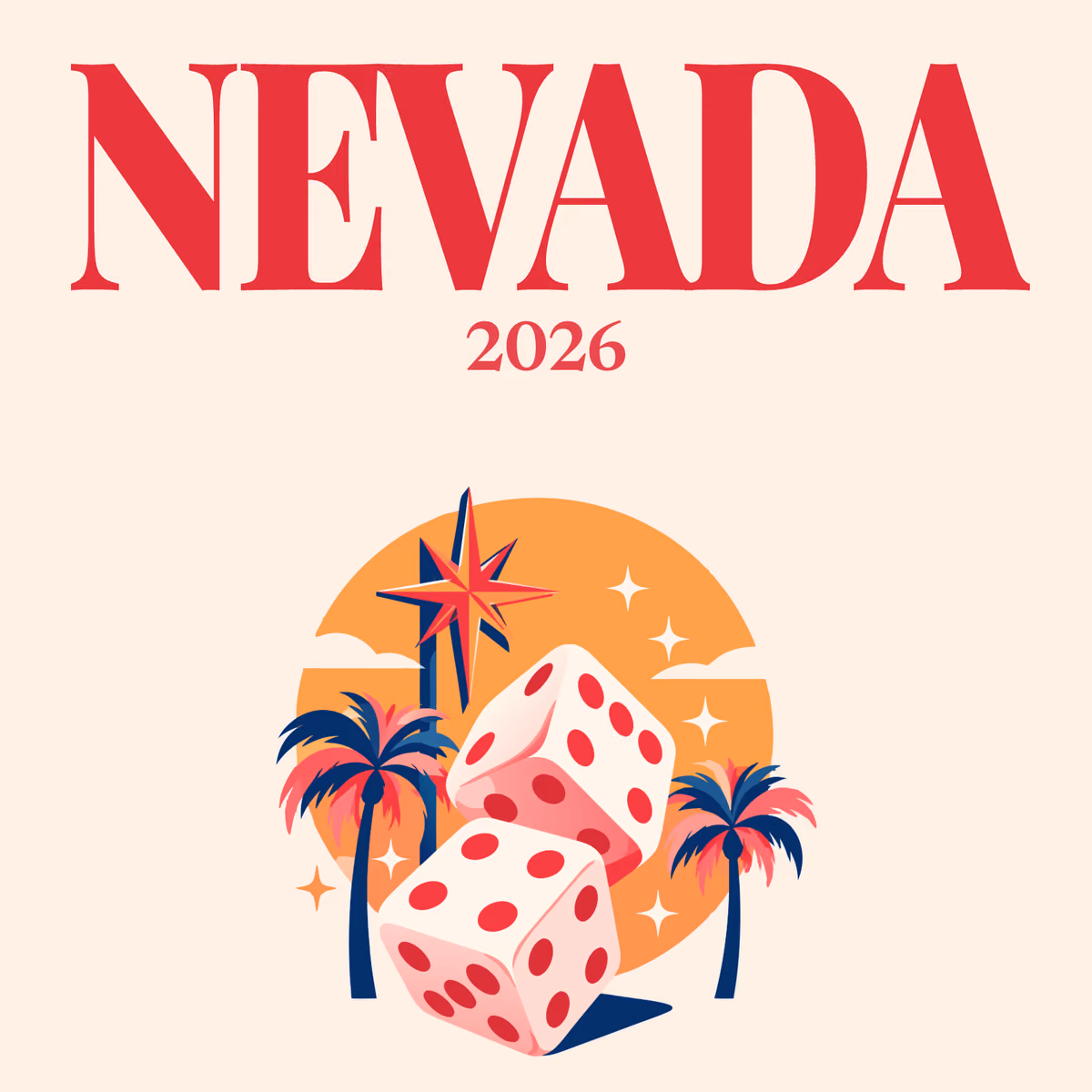 Nevada illustrated square photo book cover with the dice artwork