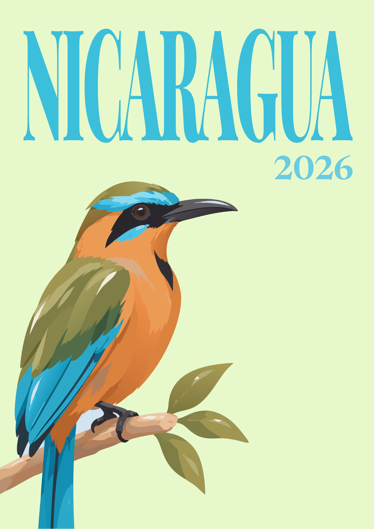 Nicaragua illustrated travel photo book cover with the guardabarranco artwork