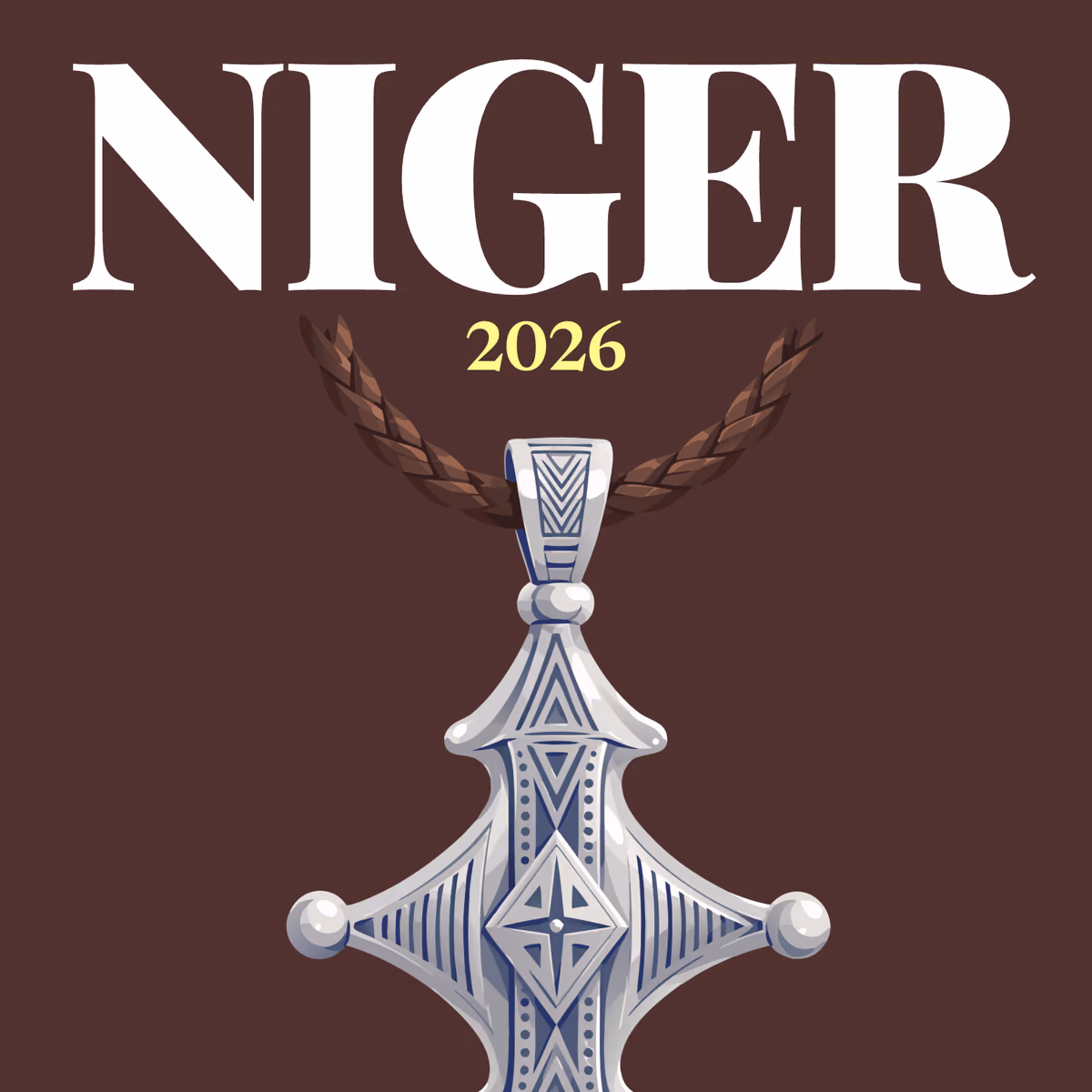 Niger illustrated square photo book cover with the Agadez pendant artwork