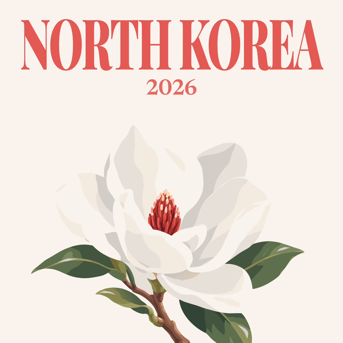 North Korea illustrated square photo book cover with the mountain magnolia artwork