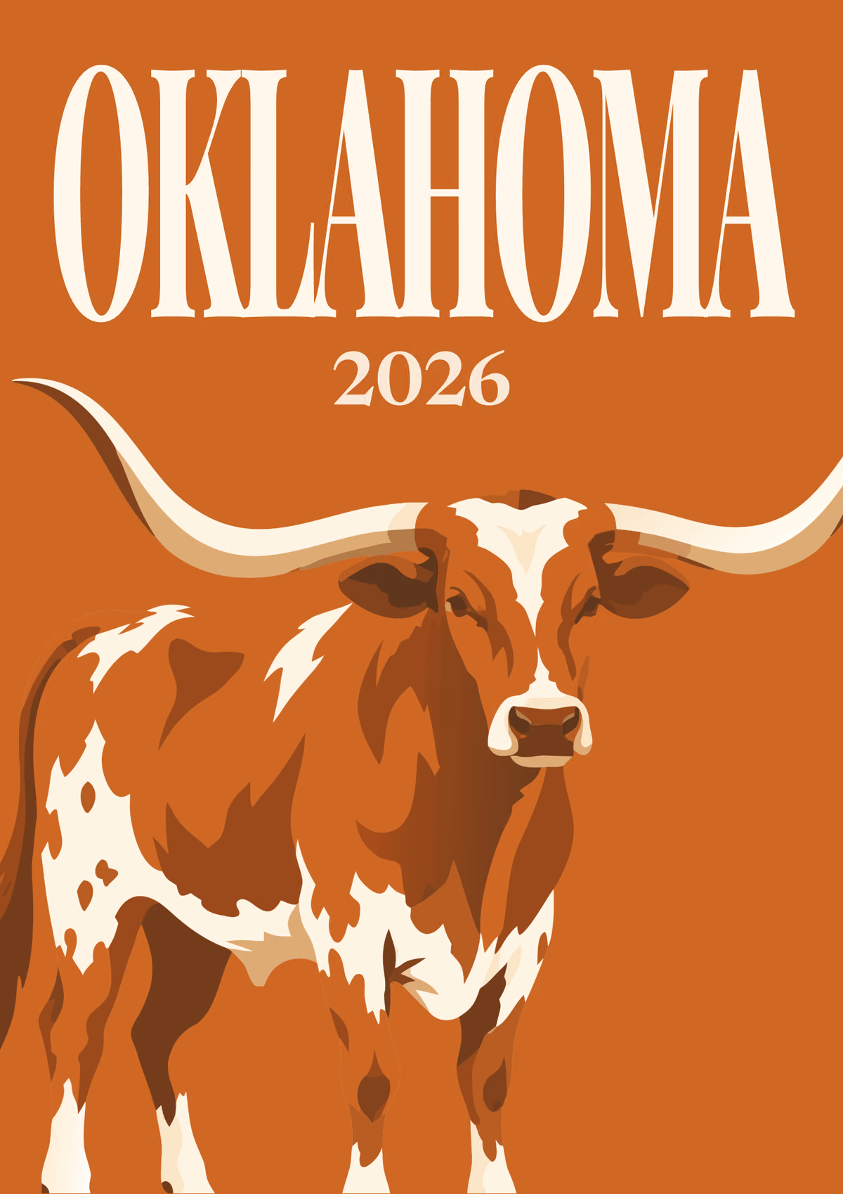 Oklahoma illustrated travel photo book cover with the longhorn artwork