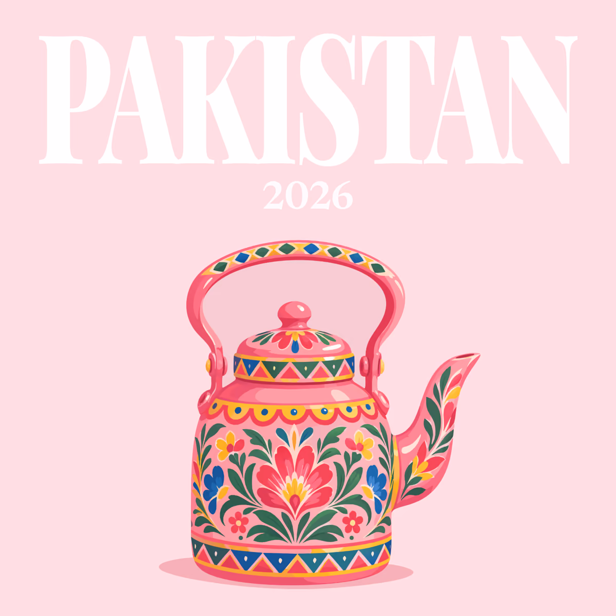 Pakistan illustrated square photo book cover with the truck-art kettle artwork