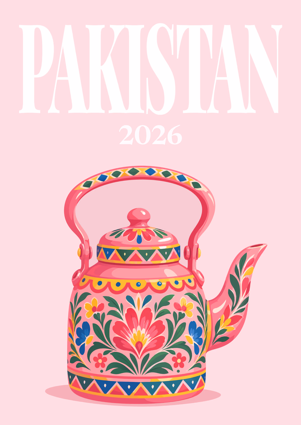 Pakistan illustrated travel photo book cover with the truck-art kettle artwork