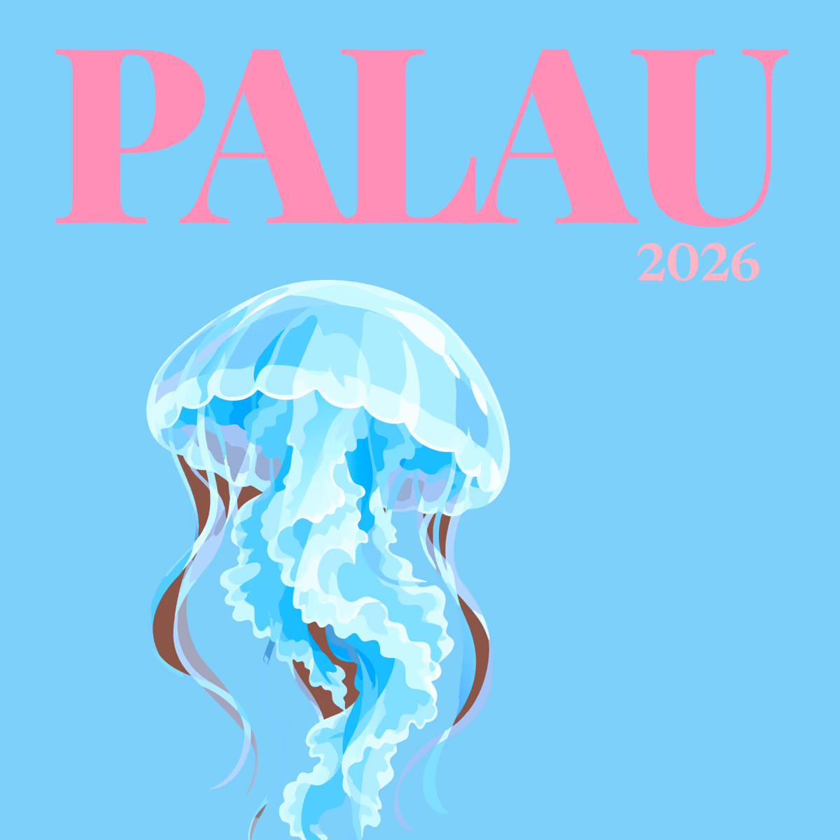 Palau illustrated square photo book cover with the golden jellyfish artwork