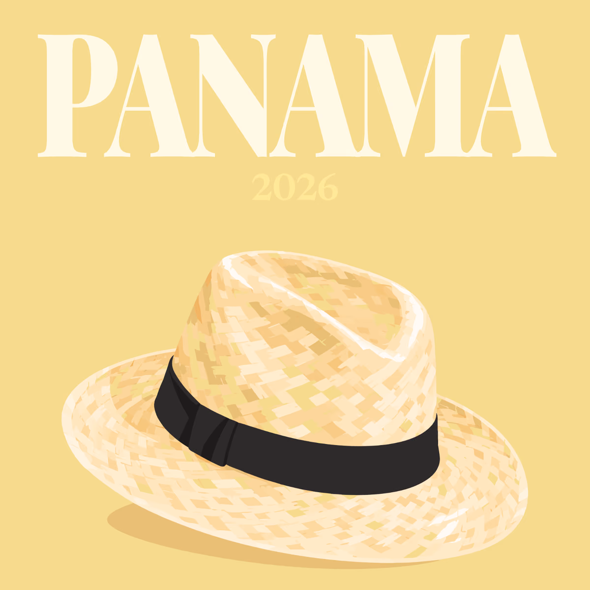 Panama illustrated square photo book cover with the Panama hat artwork