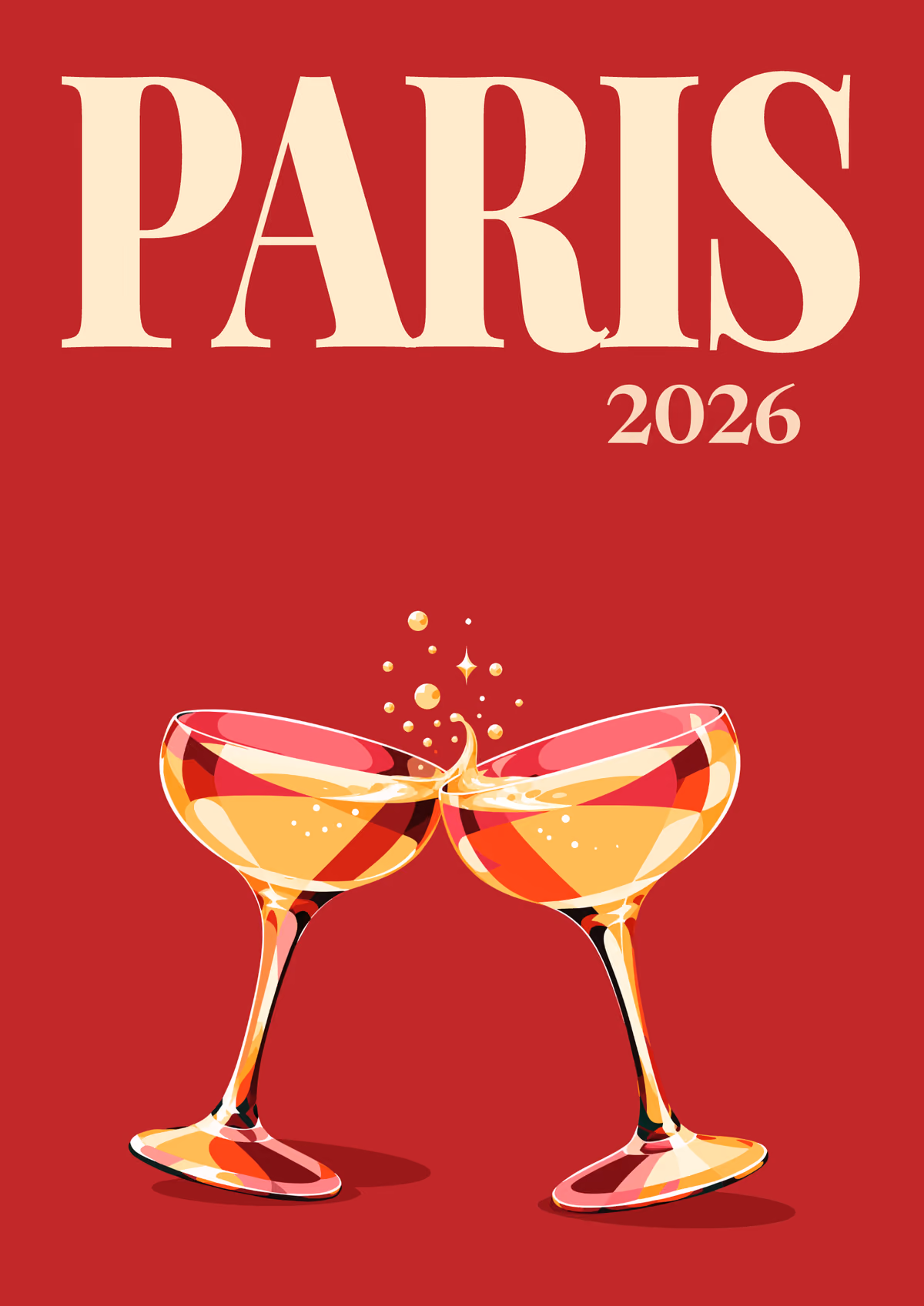 Paris illustrated travel photo book cover with the champagne coupes artwork