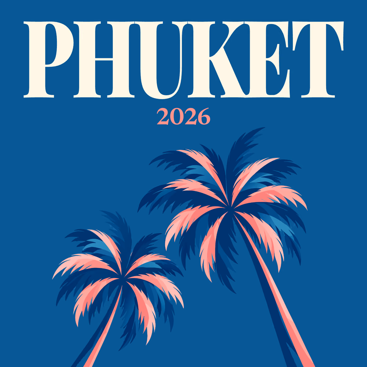 Phuket illustrated square photo book cover with the palms artwork