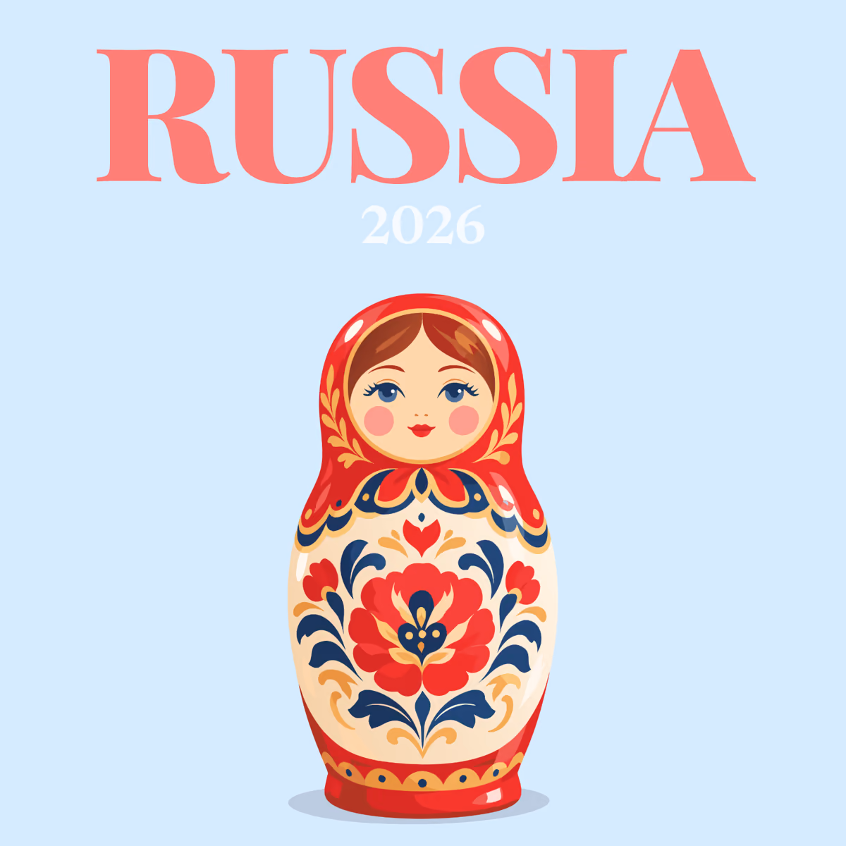 Russia illustrated square photo book cover with the matryoshka artwork