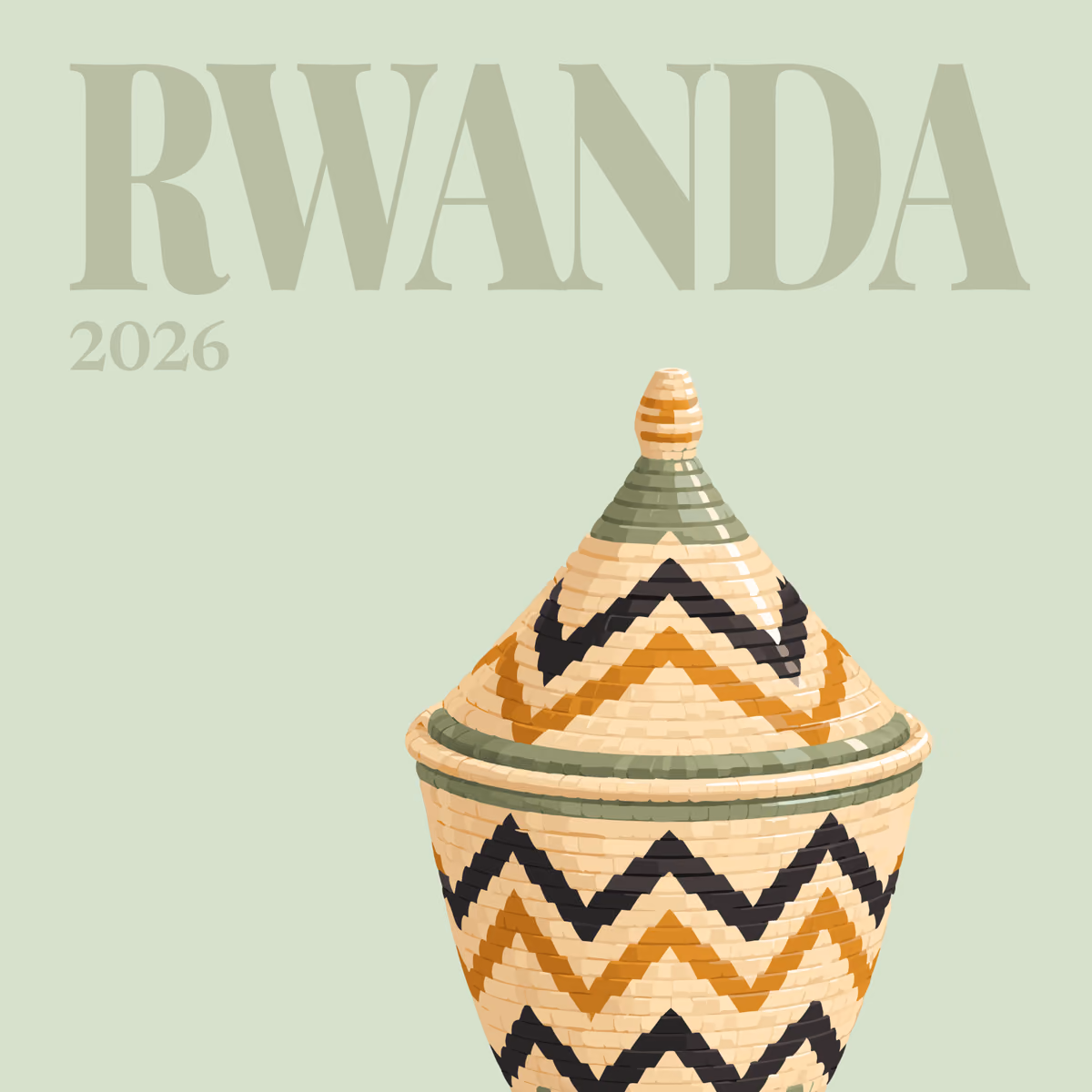 Rwanda illustrated square photo book cover with the agaseke basket artwork