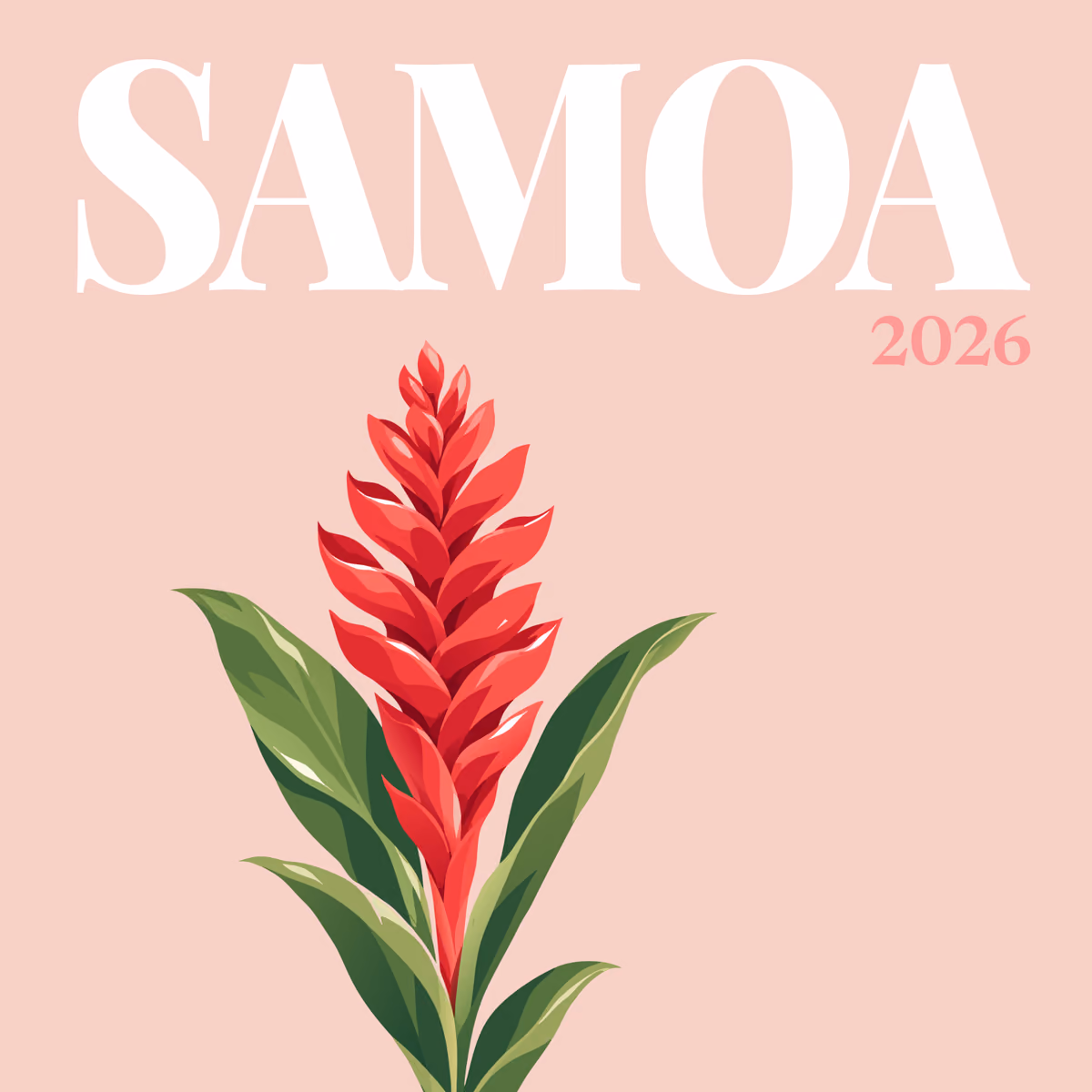 Samoa illustrated square photo book cover with the teuila flower artwork
