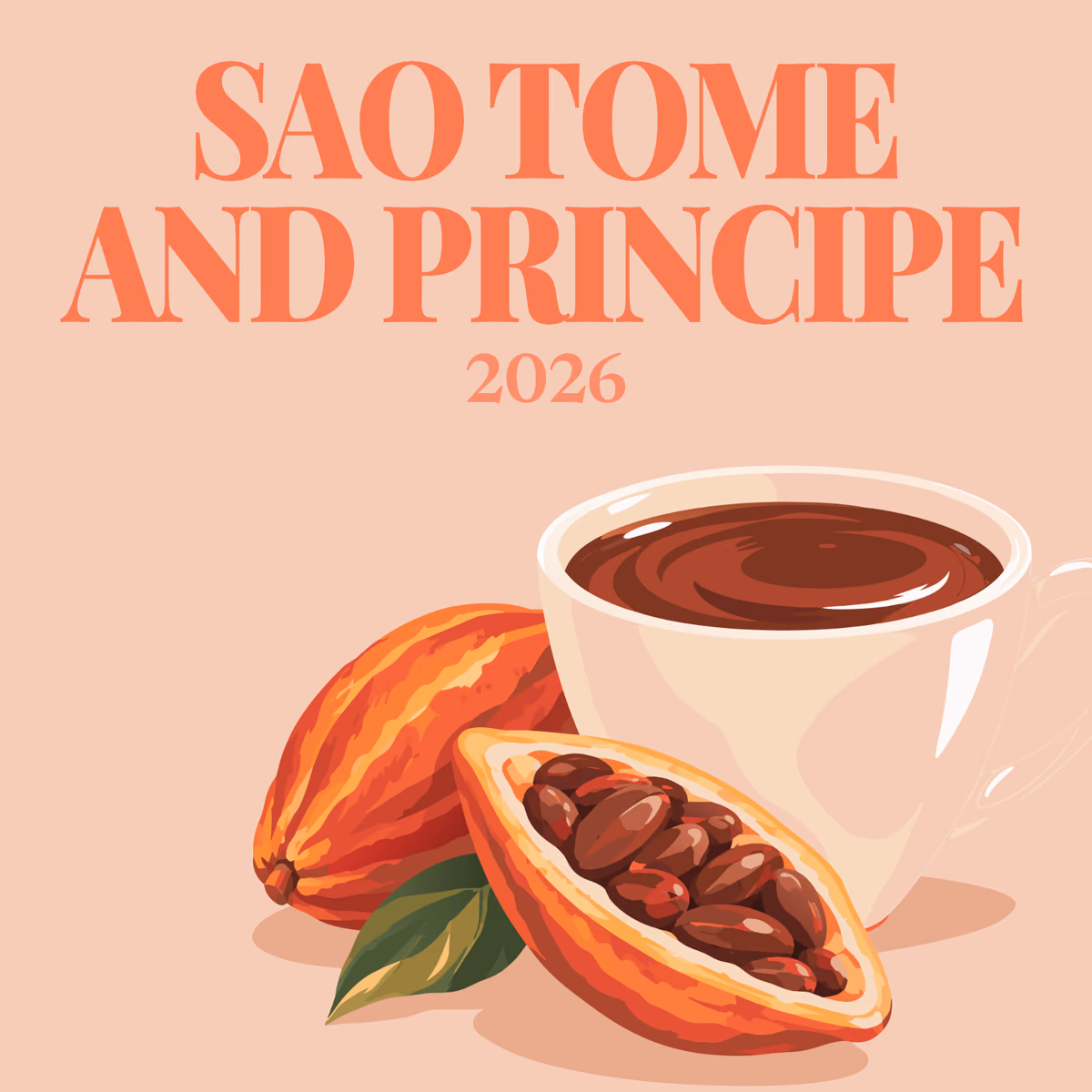 Sao Tome and Principe illustrated square photo book cover with the hot chocolate artwork