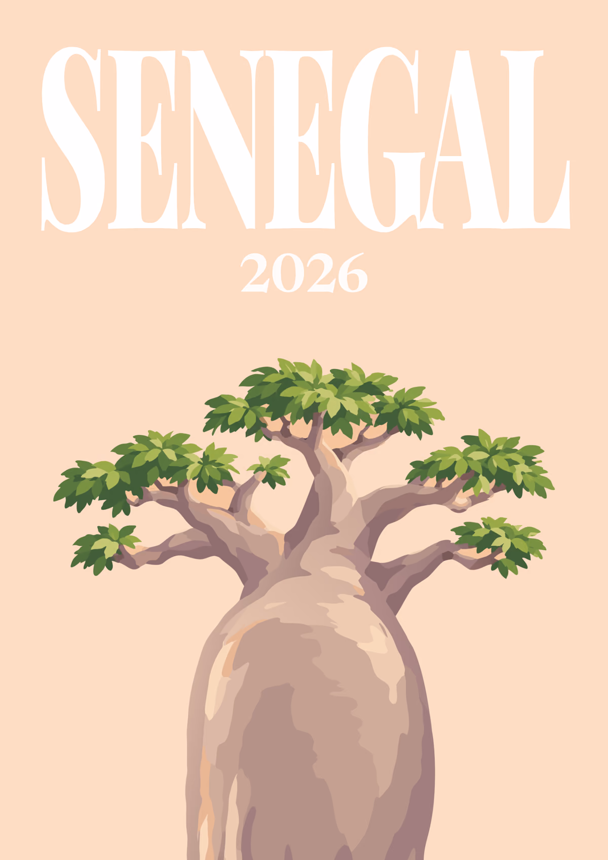 Senegal illustrated travel photo book cover with the baobab artwork