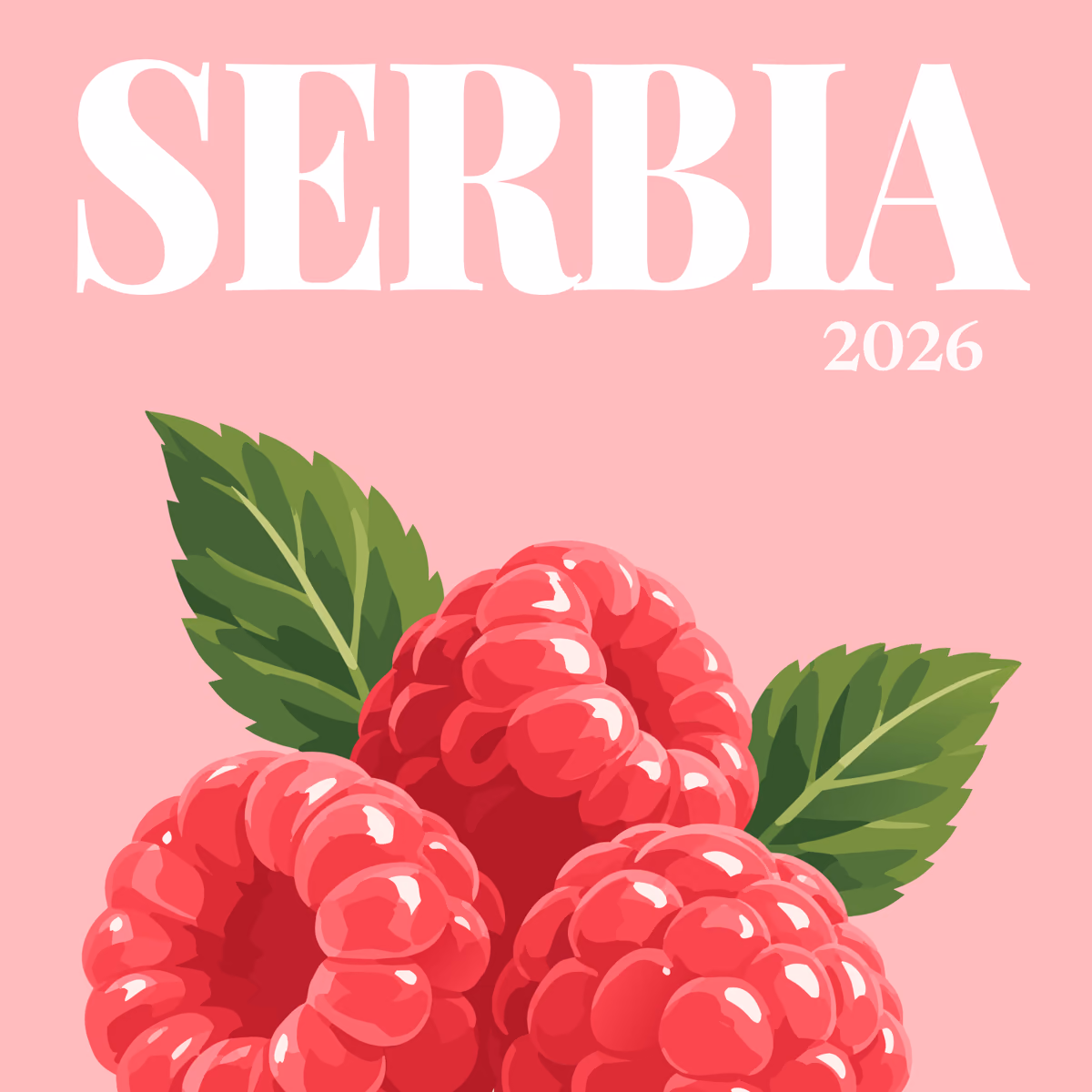 Serbia illustrated square photo book cover with the raspberries artwork