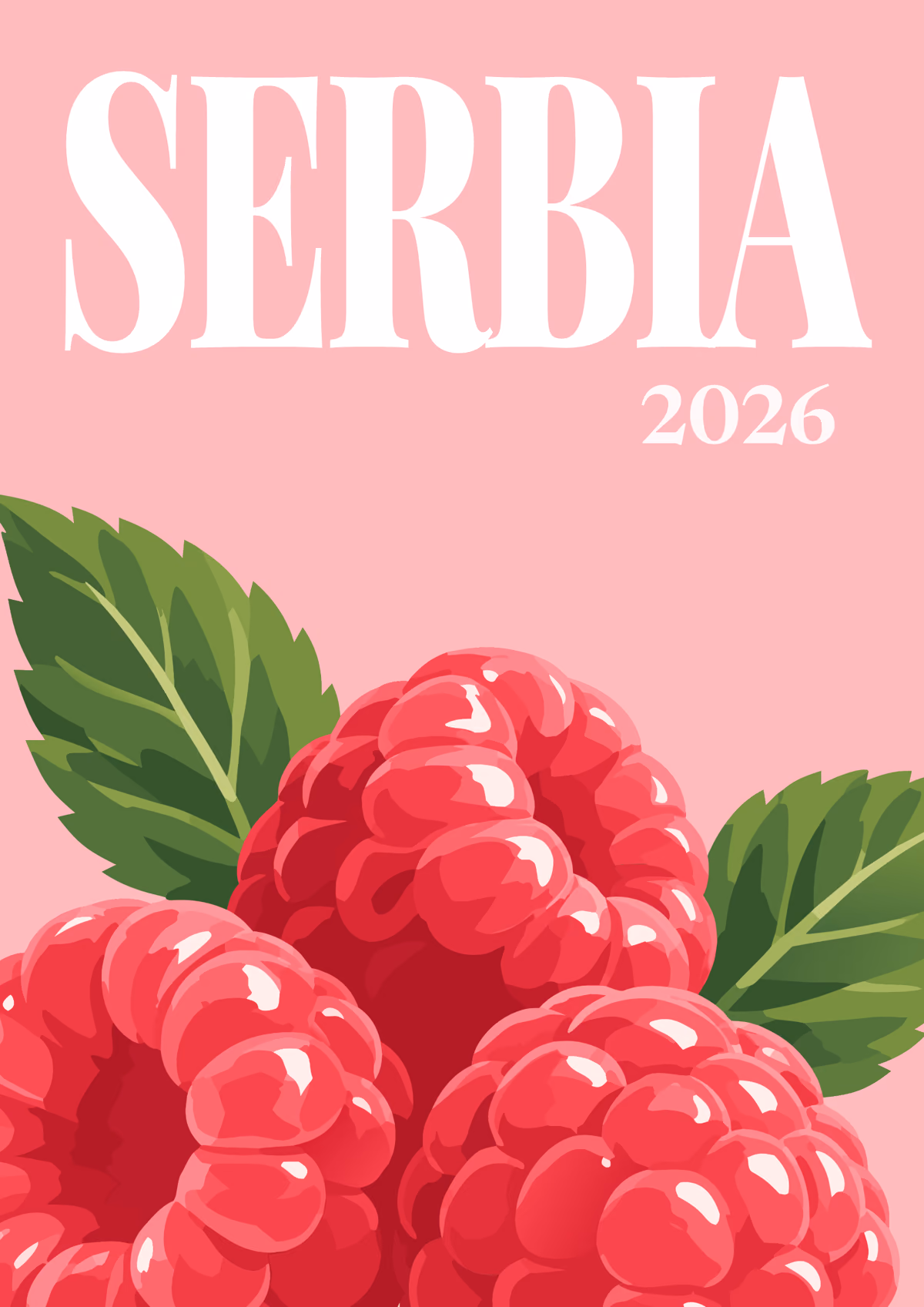 Serbia illustrated travel photo book cover with the raspberries artwork