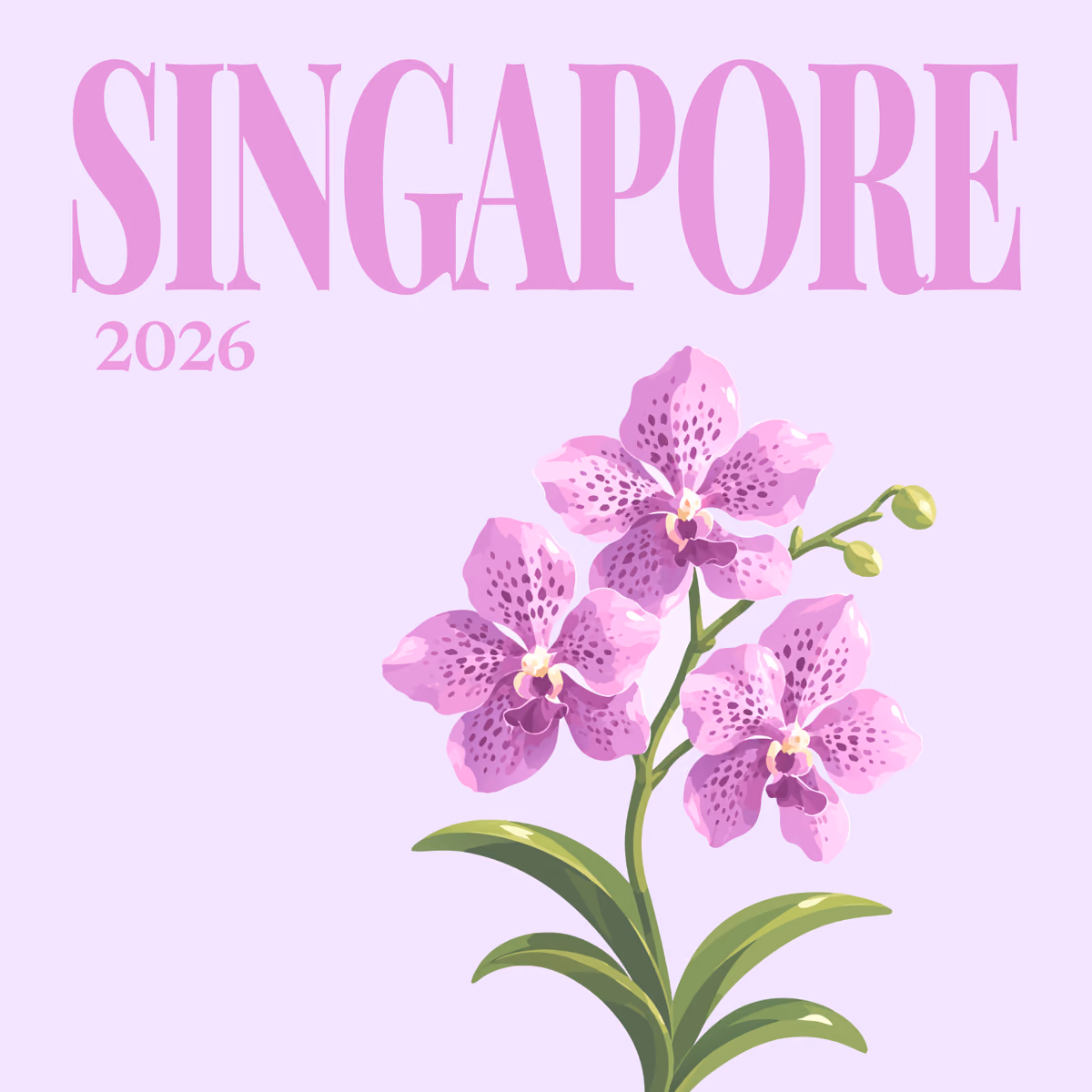 Singapore illustrated square photo book cover with the orchid artwork