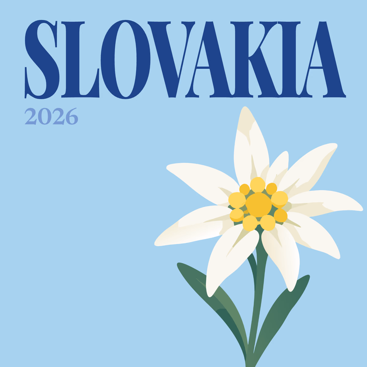 Slovakia illustrated square photo book cover with the edelweiss artwork