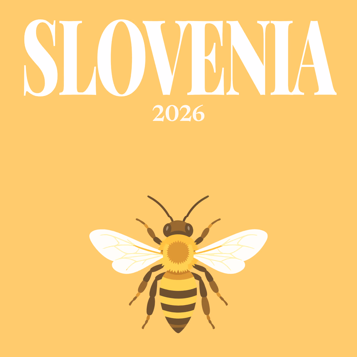 Slovenia illustrated square photo book cover with the honey bee artwork