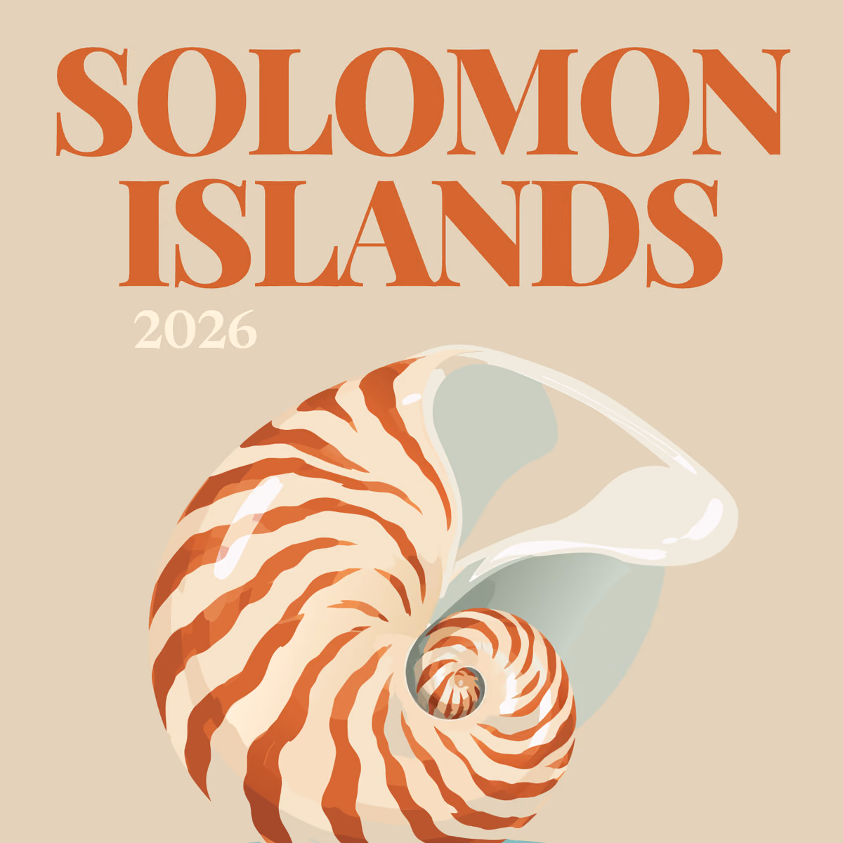 Solomon Islands illustrated square photo book cover with the nautilus shell artwork
