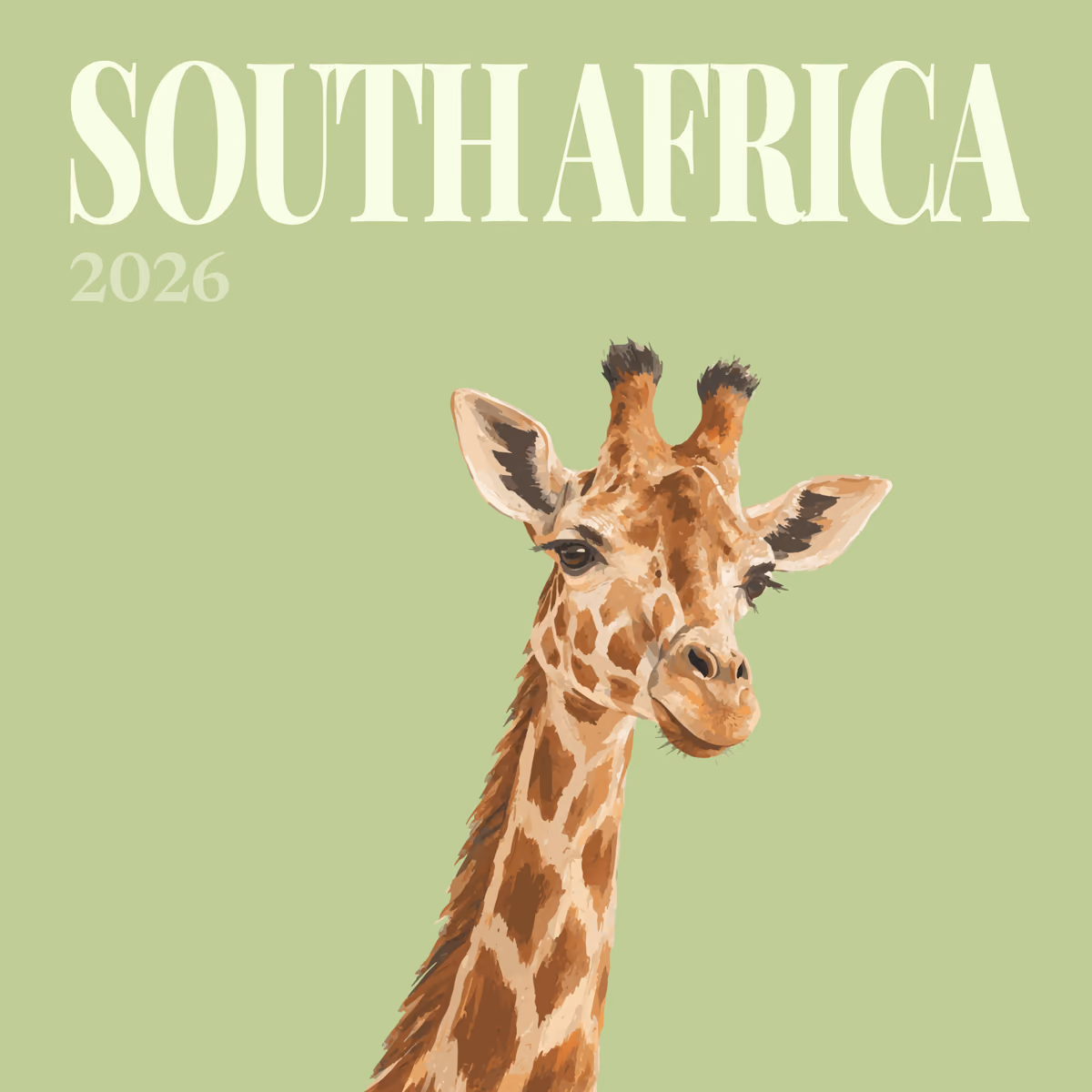 South Africa illustrated square photo book cover with the giraffe portrait artwork