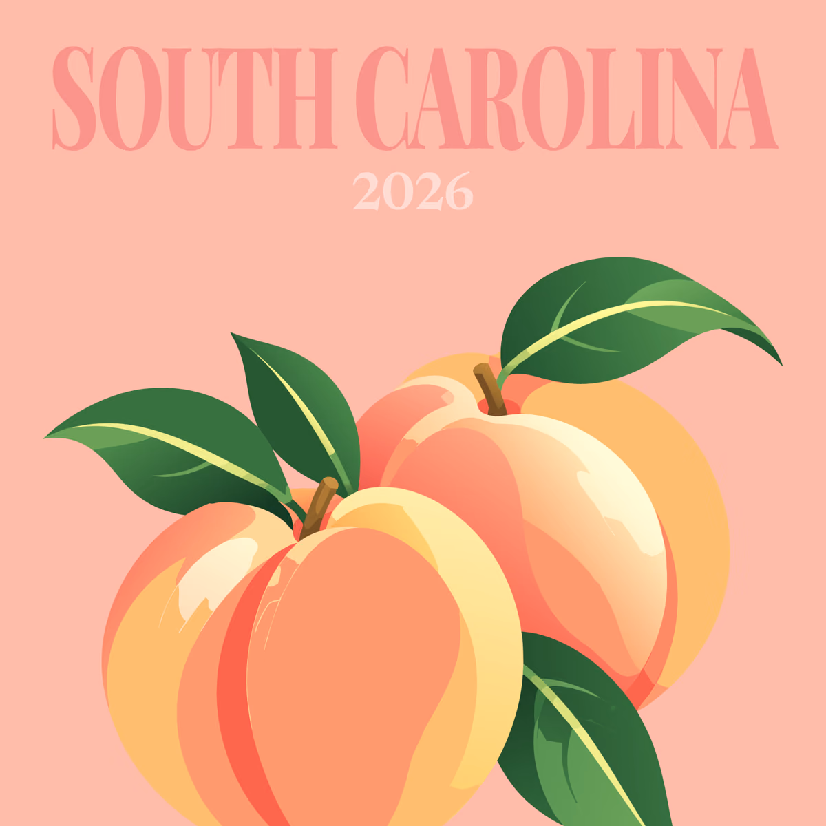 South Carolina illustrated square photo book cover with the peaches artwork