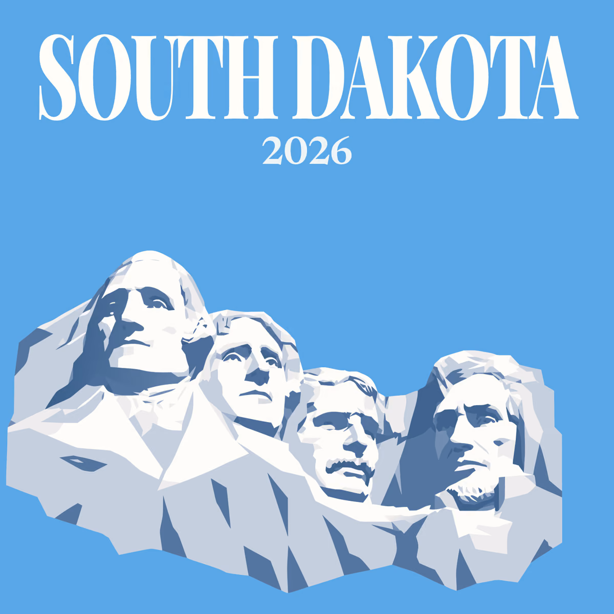South Dakota illustrated square photo book cover with the Mount Rushmore artwork