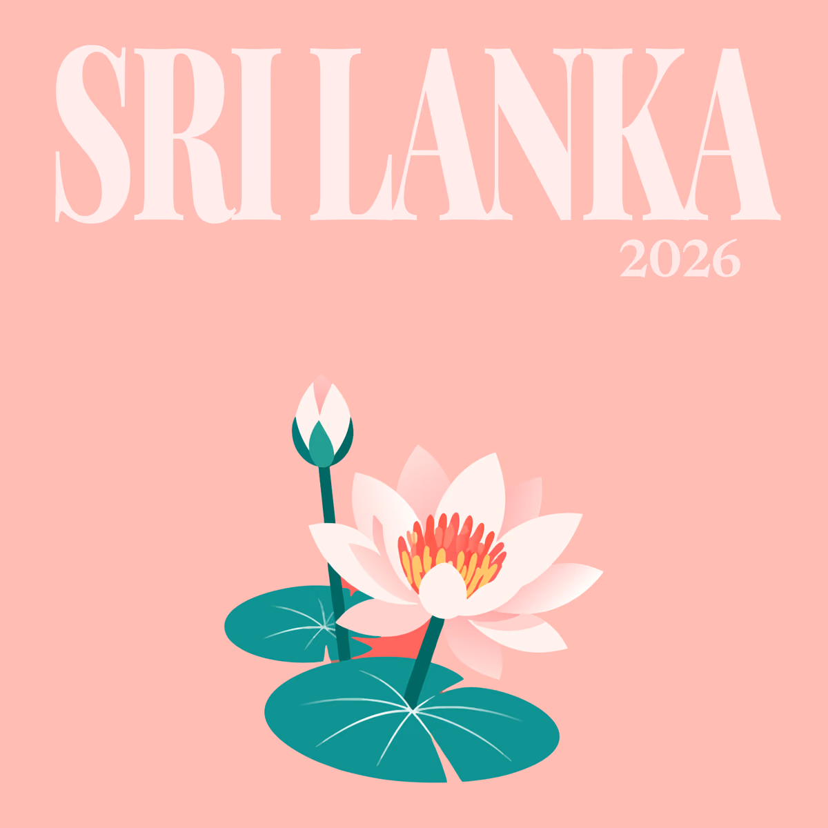 Sri Lanka illustrated square photo book cover with the lotus artwork