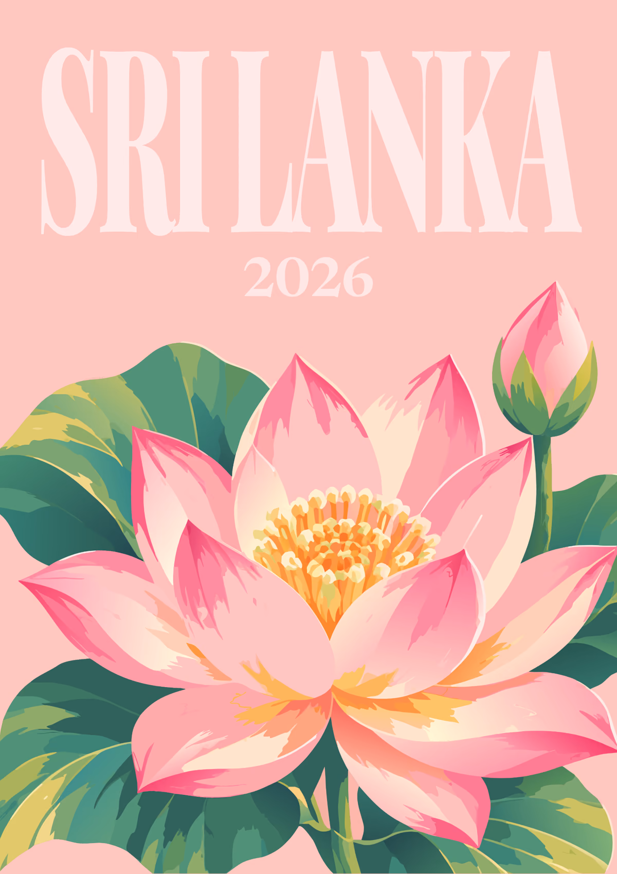 Sri Lanka illustrated travel photo book cover with the lotus artwork