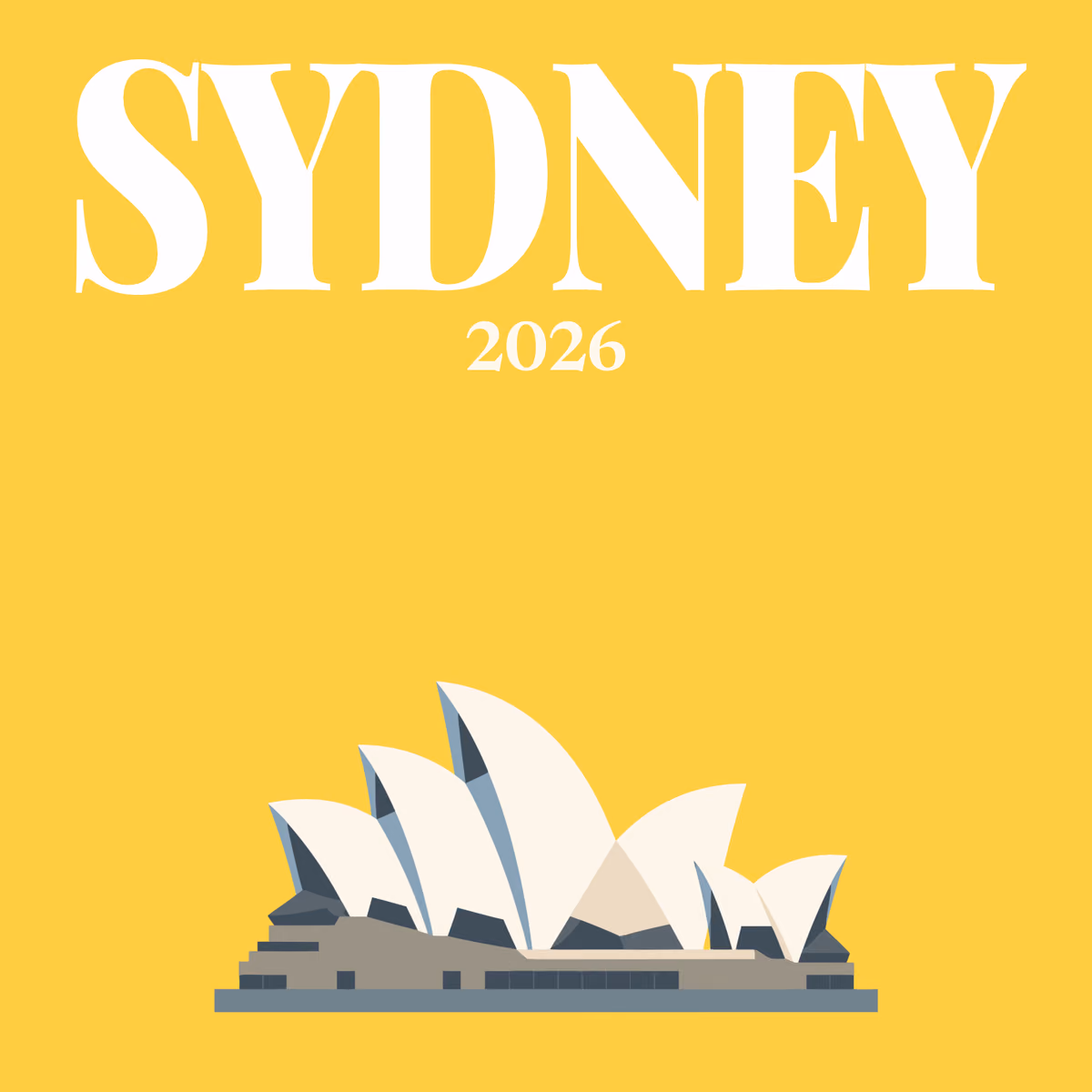 Sydney illustrated square photo book cover with the Opera House artwork