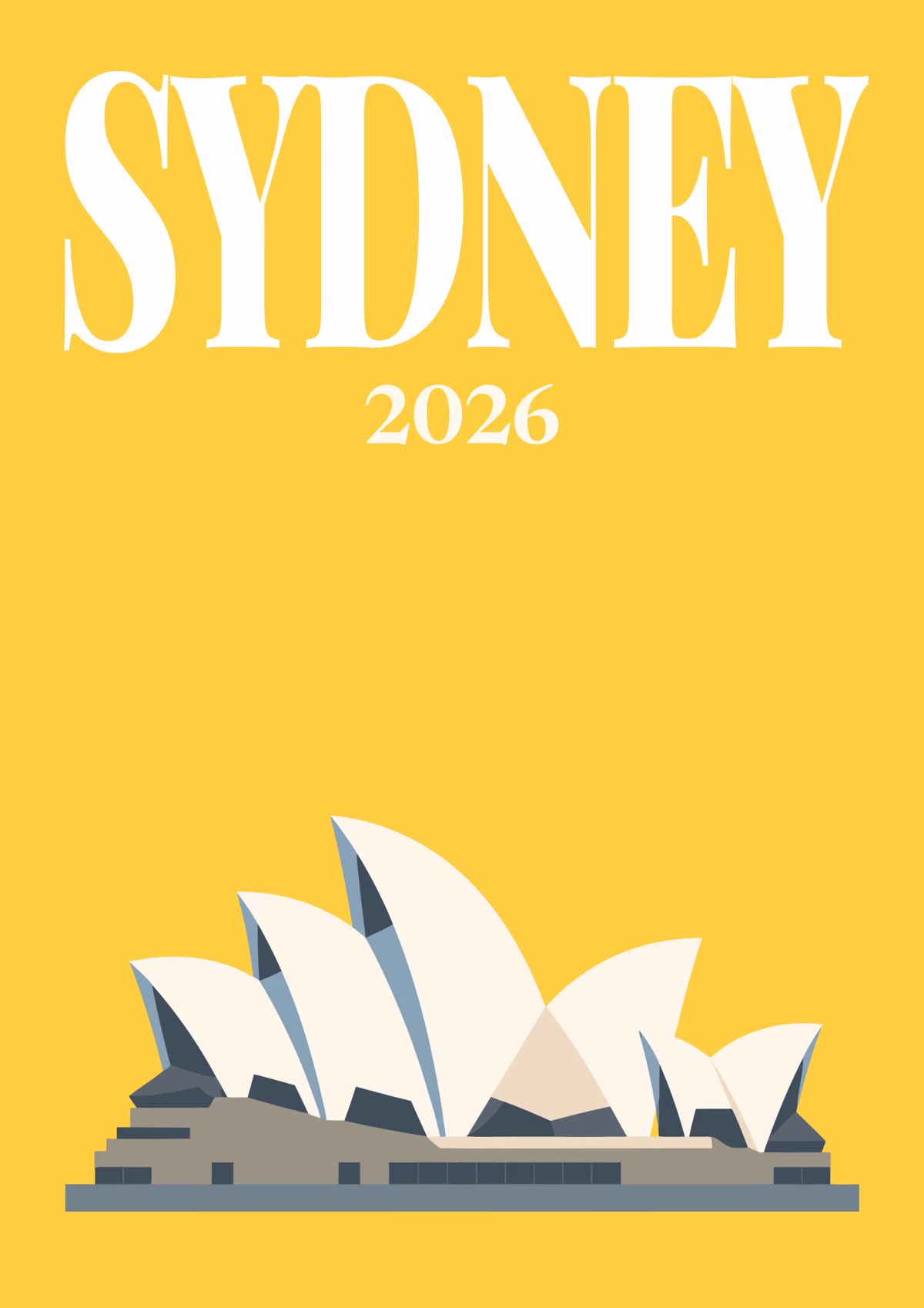 Sydney illustrated travel photo book cover with the Opera House artwork